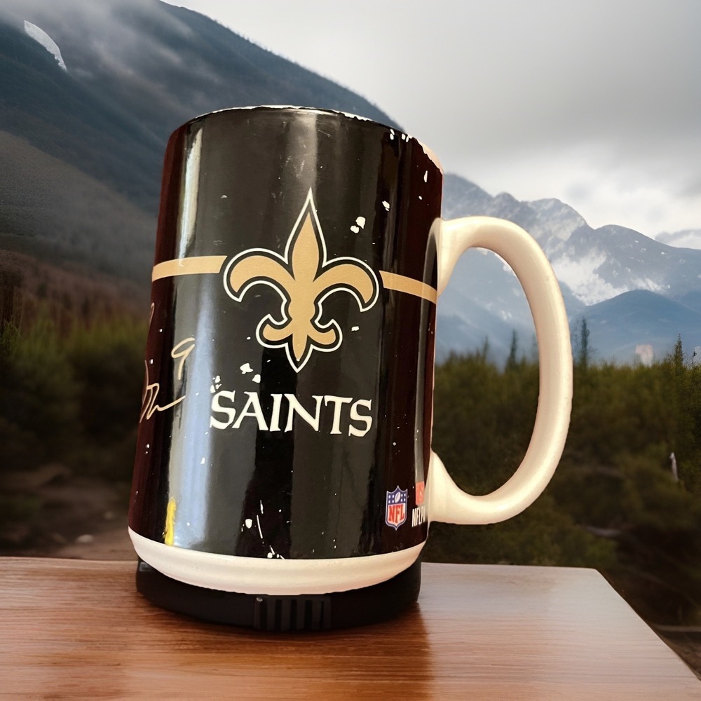 New Orleans Saints Mug Coffee Cup Drew Brees‎ Black Gold NFL Football M Ware